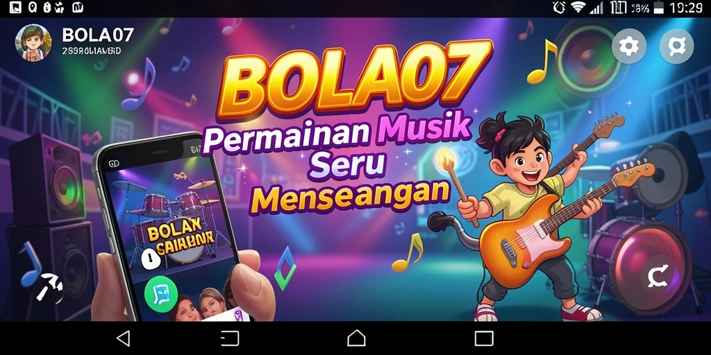Tangkapan layar utama BOLA07 menampilkan gameplay musik yang seru.