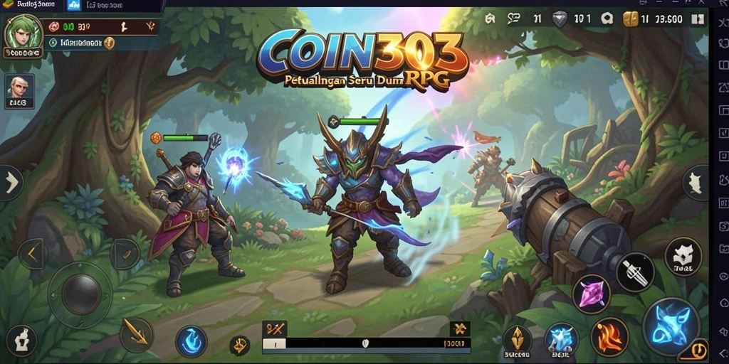 Tangkapan layar utama COIN303 menampilkan aksi seru dalam gameplay RPG.
