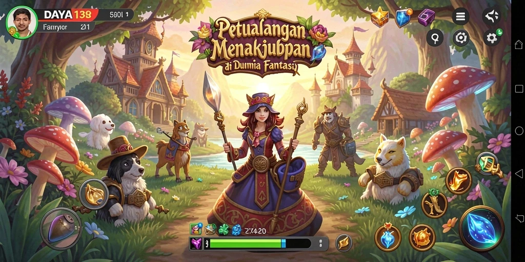 Tangkapan layar menampilkan karakter dalam aksi petualangan.