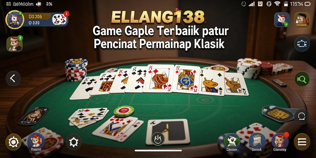 Tampilan indah dari gameplay Gaple yang seru dan interaktif di ELANG138.