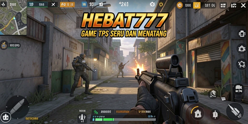 Tampilan gameplay seru HEBAT777 dengan aksi tembak-tembakan.