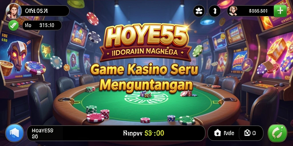 Screenshot gameplay HOYE55 menunjukkan pemain menikmati berbagai permainan kasino.