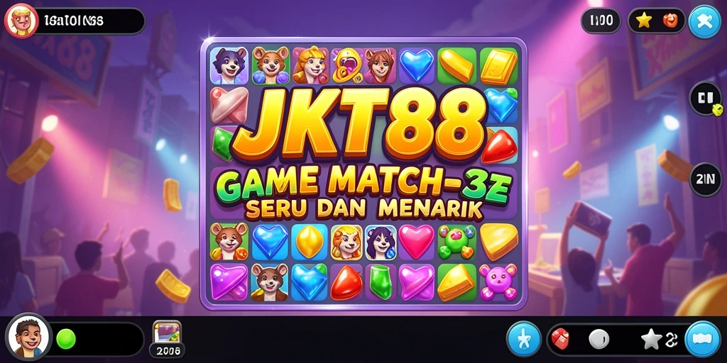 Screenshot gameplay seru JKT88 dengan tantangan match-3.