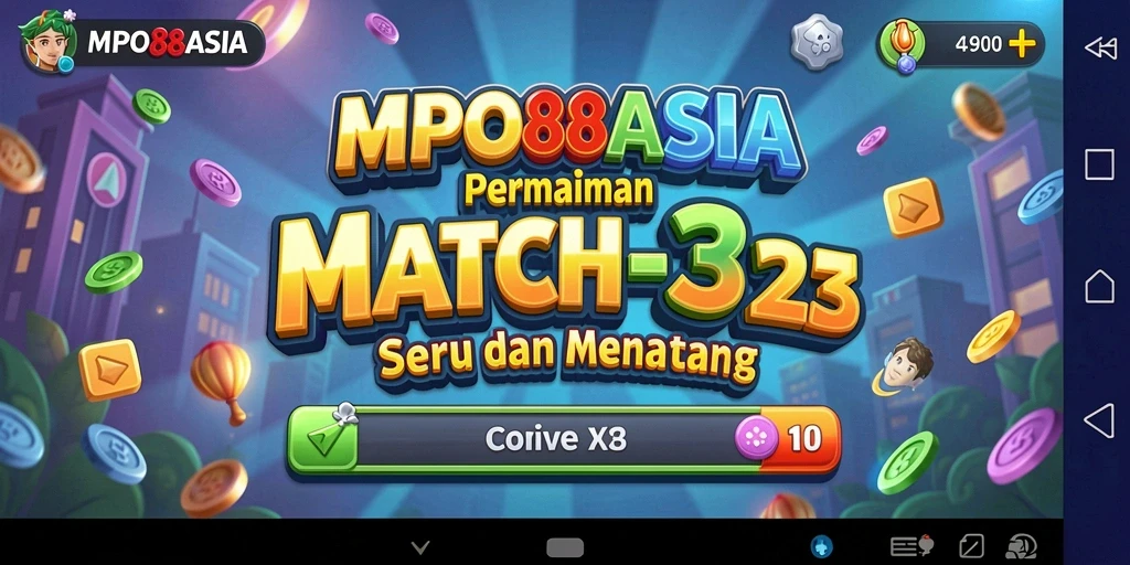 Screenshot menampilkan aksi menyenangkan dalam permainan Match-3 MPO88ASIA.