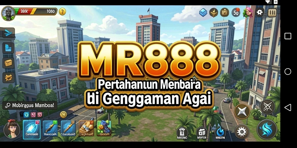 Screenshot MR888 menunjukkan pertempuran Tower Defense yang seru dan mendebarkan.