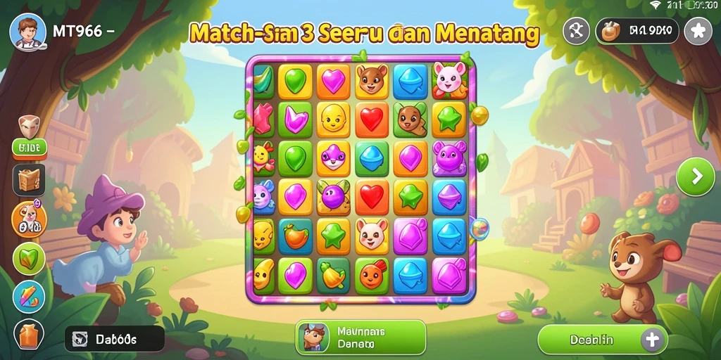 Screenshot gameplay MT966 menampilkan tantangan seru dalam menyusun permata.