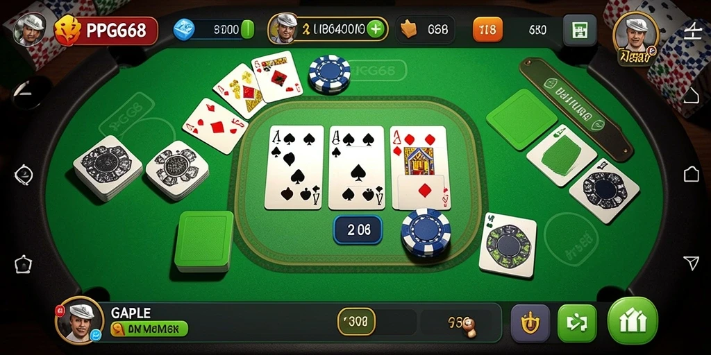 Tampilan menarik dari gameplay Gaple di PGG68.