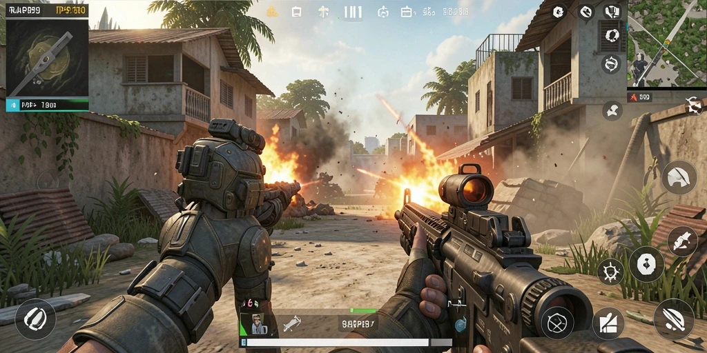 Screenshot gameplay RAP89 yang menunjukkan aksi pertempuran yang mendebarkan.