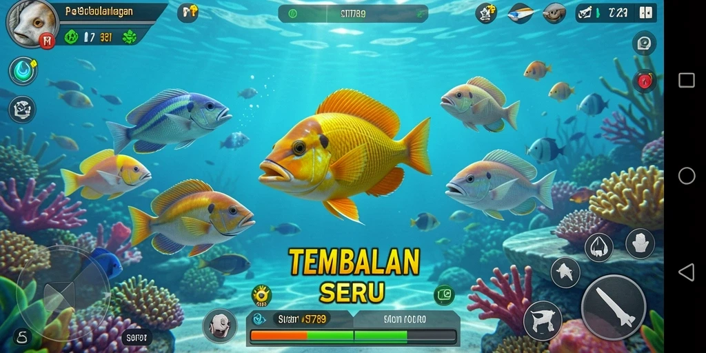 Screenshot gameplay ST789 menampilkan keseruan menembak ikan.