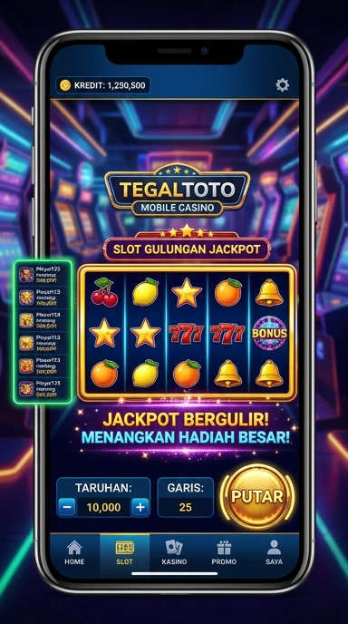 Tampilan antarmuka pengguna aplikasi tegaltoto yang intuitif.